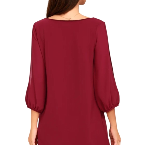 Lulu's Burgundy V-Neck Dress - Picture 3 of 7